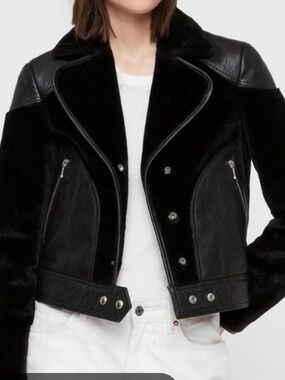 Allsaints leather and faux fur bomber.